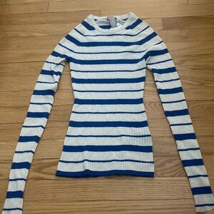 NWT H&M Blue and White Striped Stretchy Long Sleeve Shirt